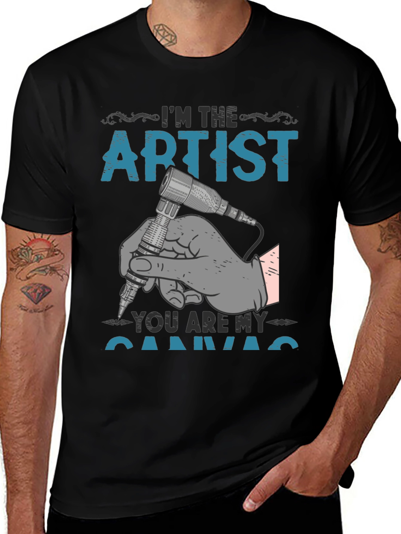 Artist Canvas Graphic T-Shirt - Tattoo Style