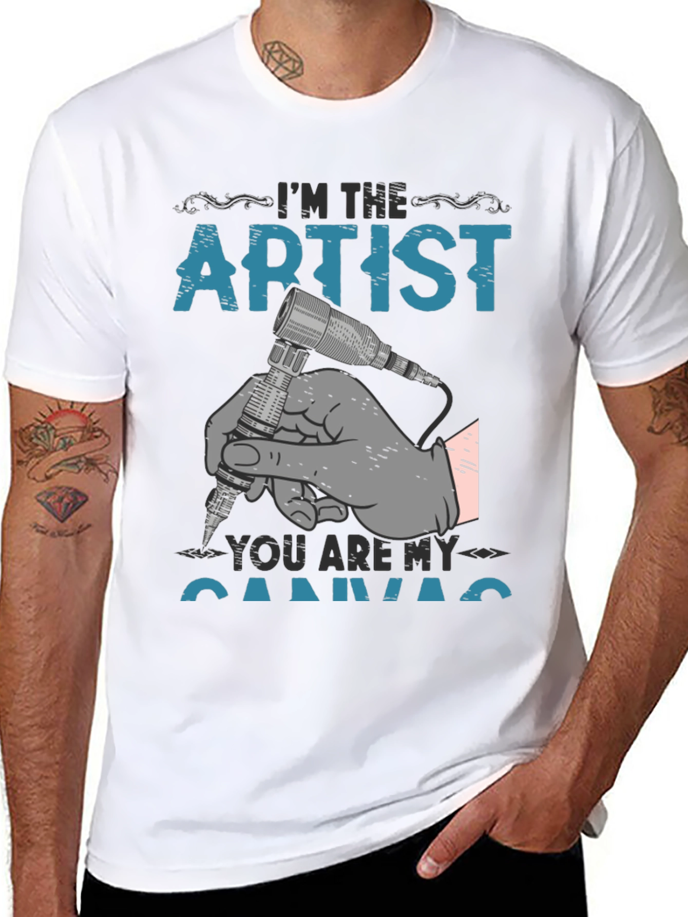 Artist Canvas Graphic T-Shirt - Tattoo Style