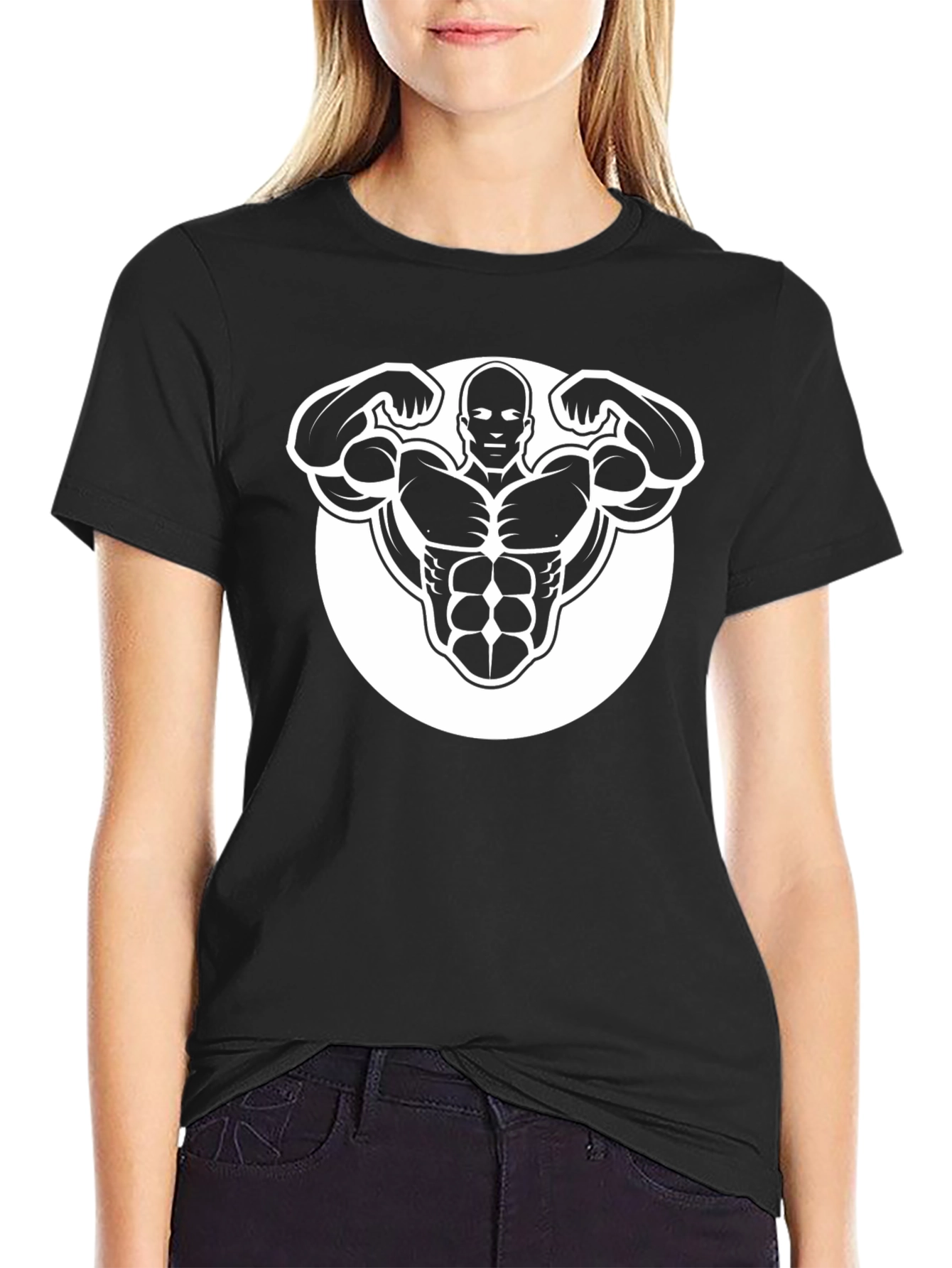 Black Graphic Tee - Bodybuilder Design