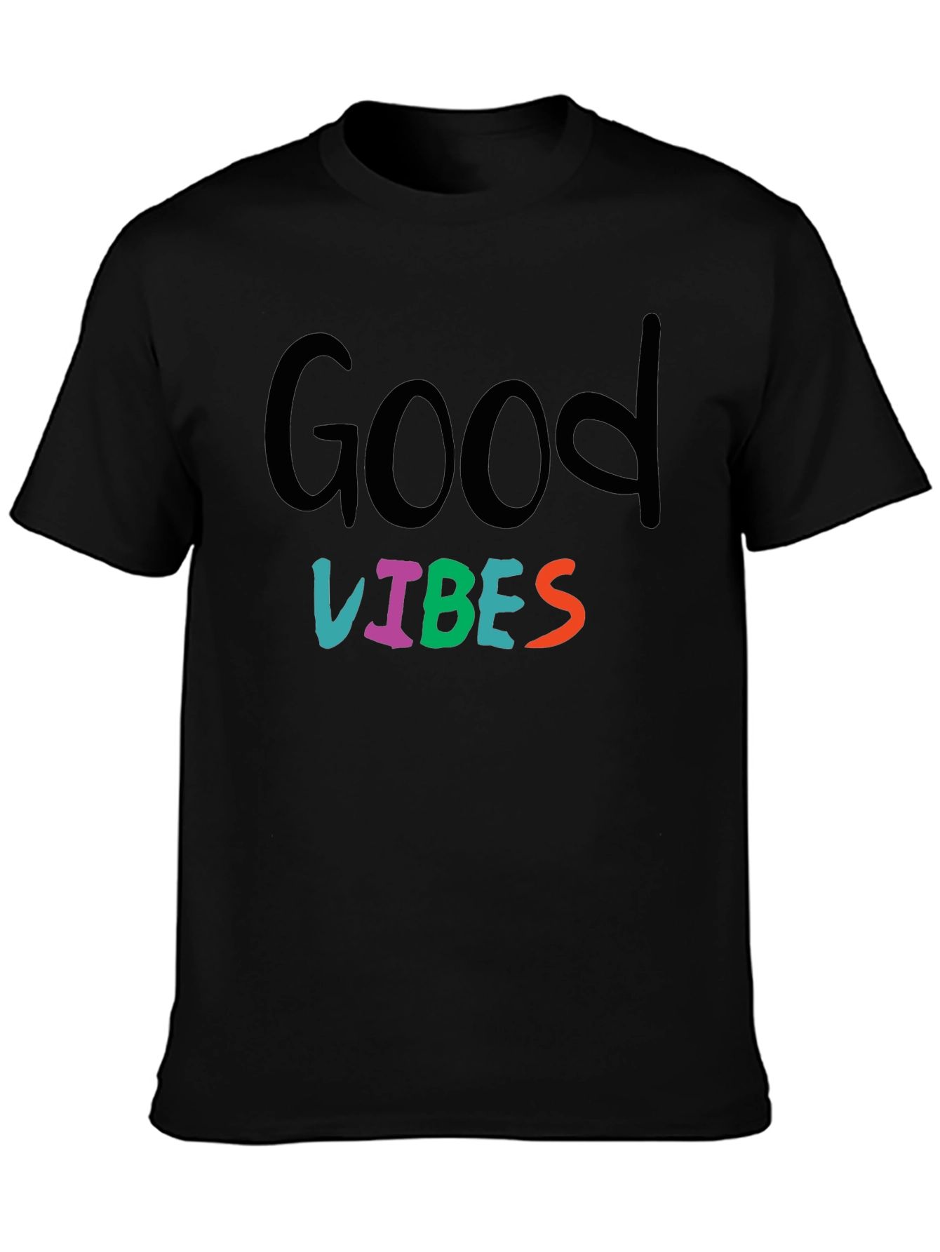 Good Vibes Graphic Print Black T-Shirt