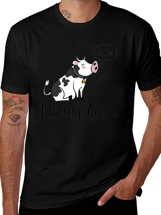 Identity Crisis Cow Meow Black T-Shirt