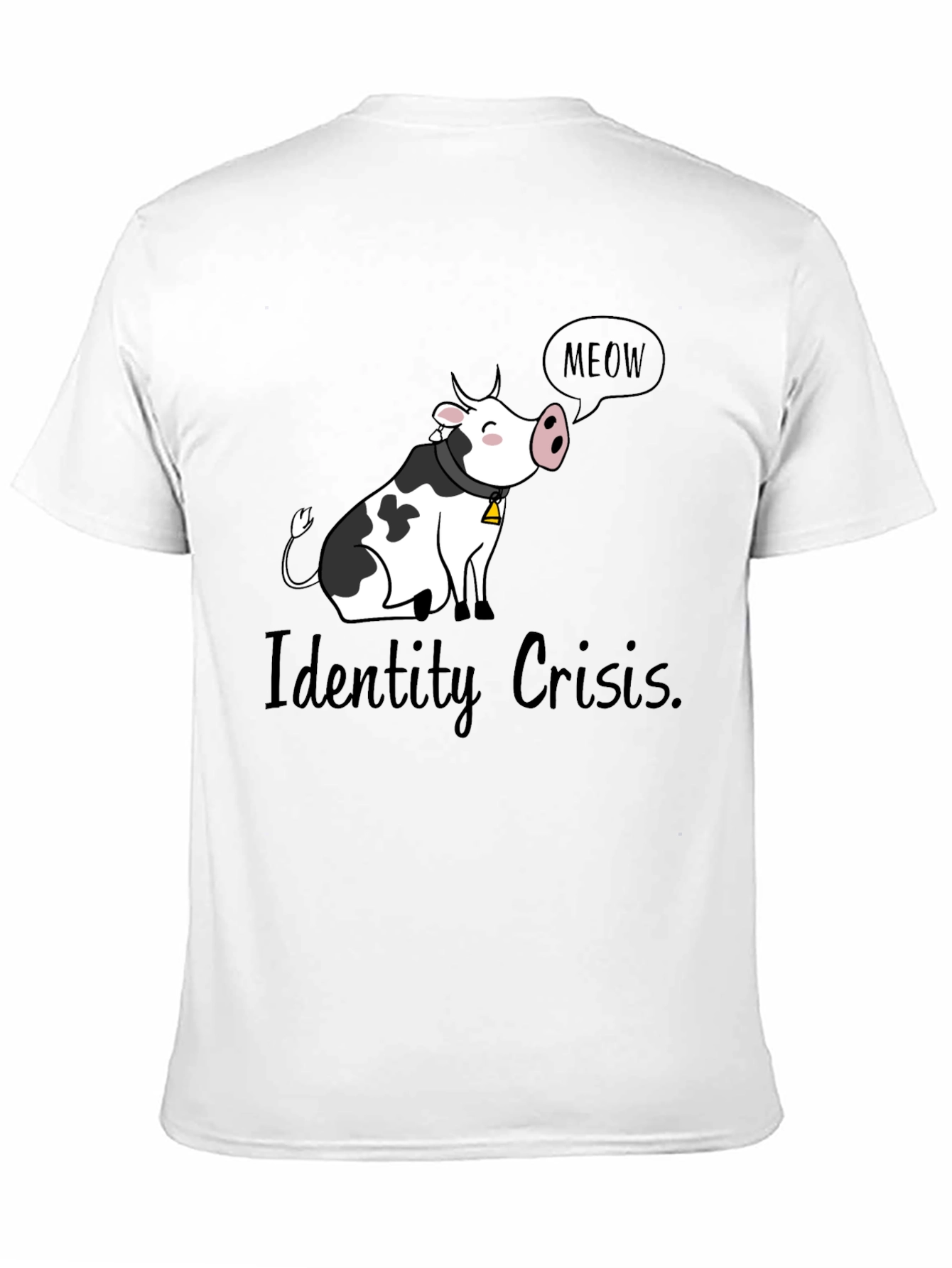 Identity Crisis Cow Meow Black T-Shirt