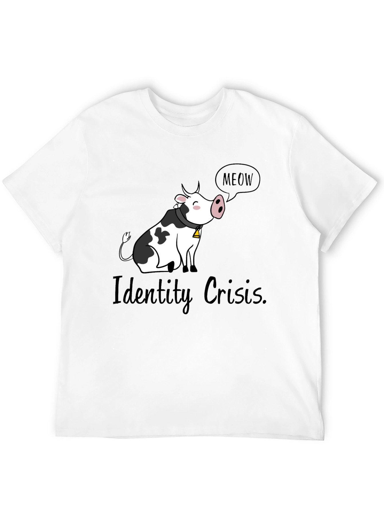 Identity Crisis Cow Meow Black T-Shirt