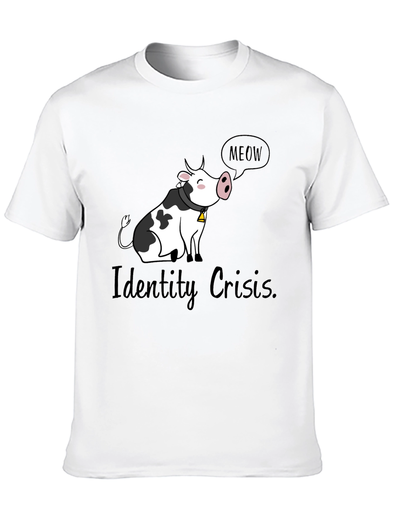 Identity Crisis Cow Meow Black T-Shirt