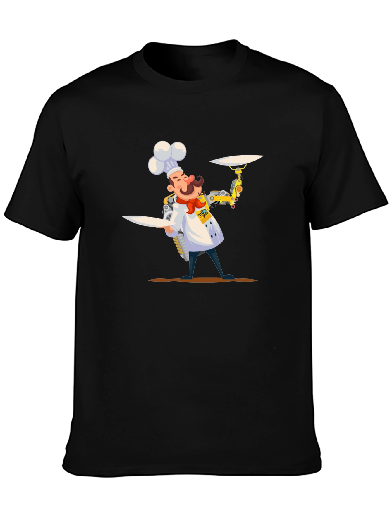 Chef Robot Graphic Tee - Black Cotton T-Shirt
