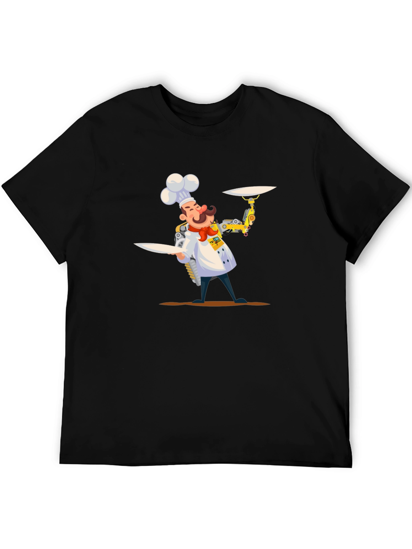 Chef Robot Graphic Tee - Black Cotton T-Shirt