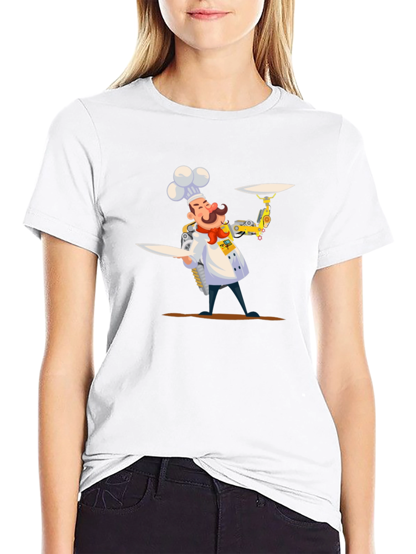 Chef Robot Graphic Tee - Black Cotton T-Shirt