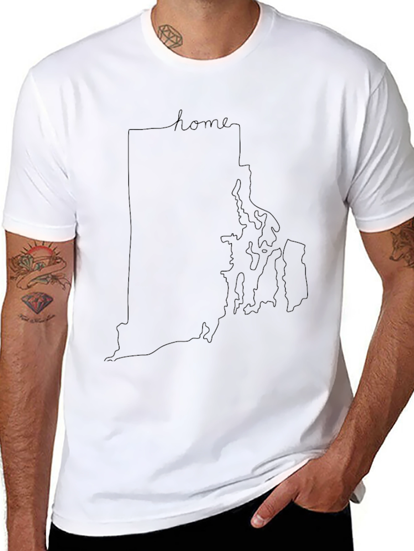 Rhode Island Home State Black T-Shirt