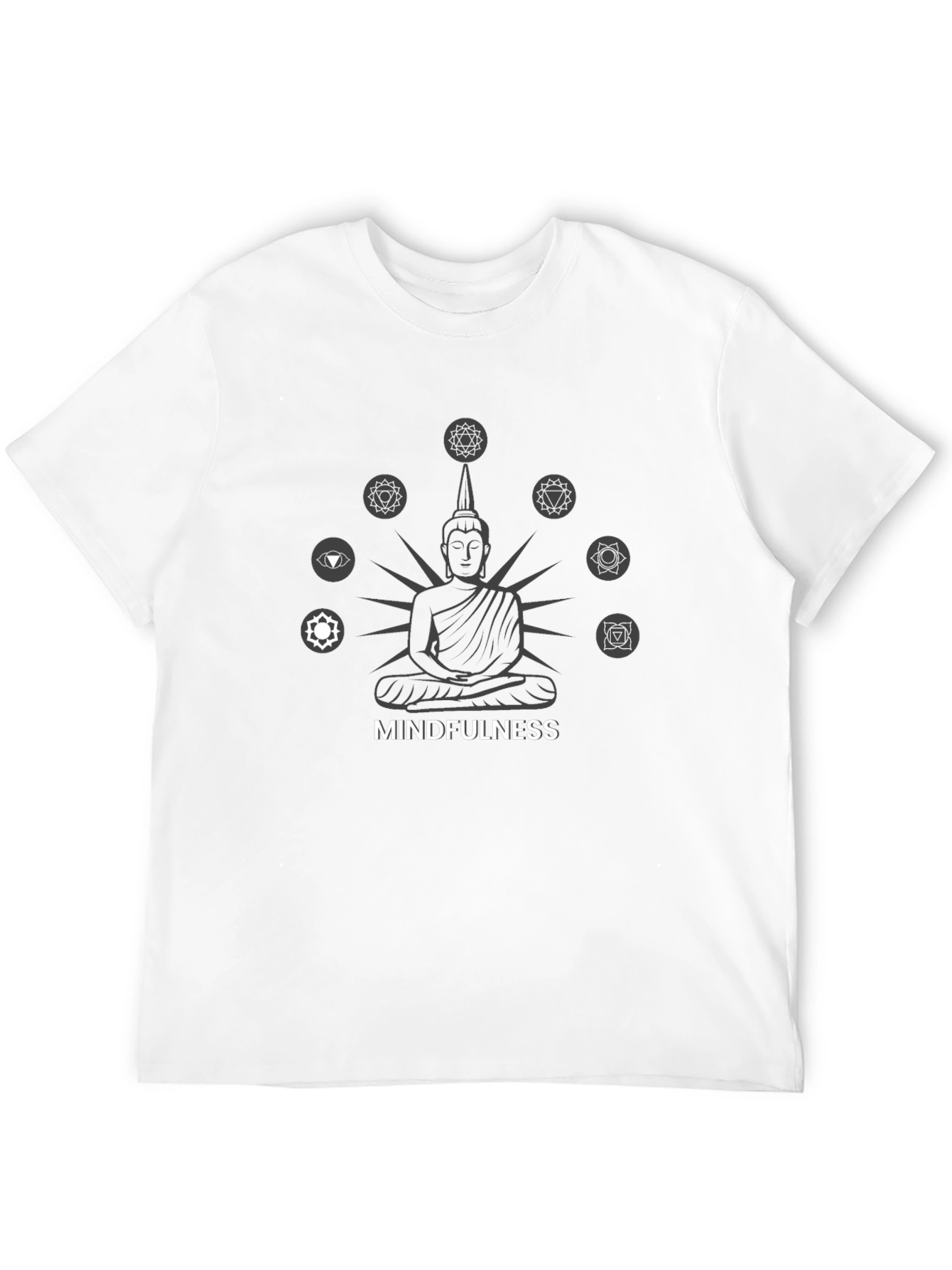 Mindfulness Chakra Graphic Print T-Shirt - Black