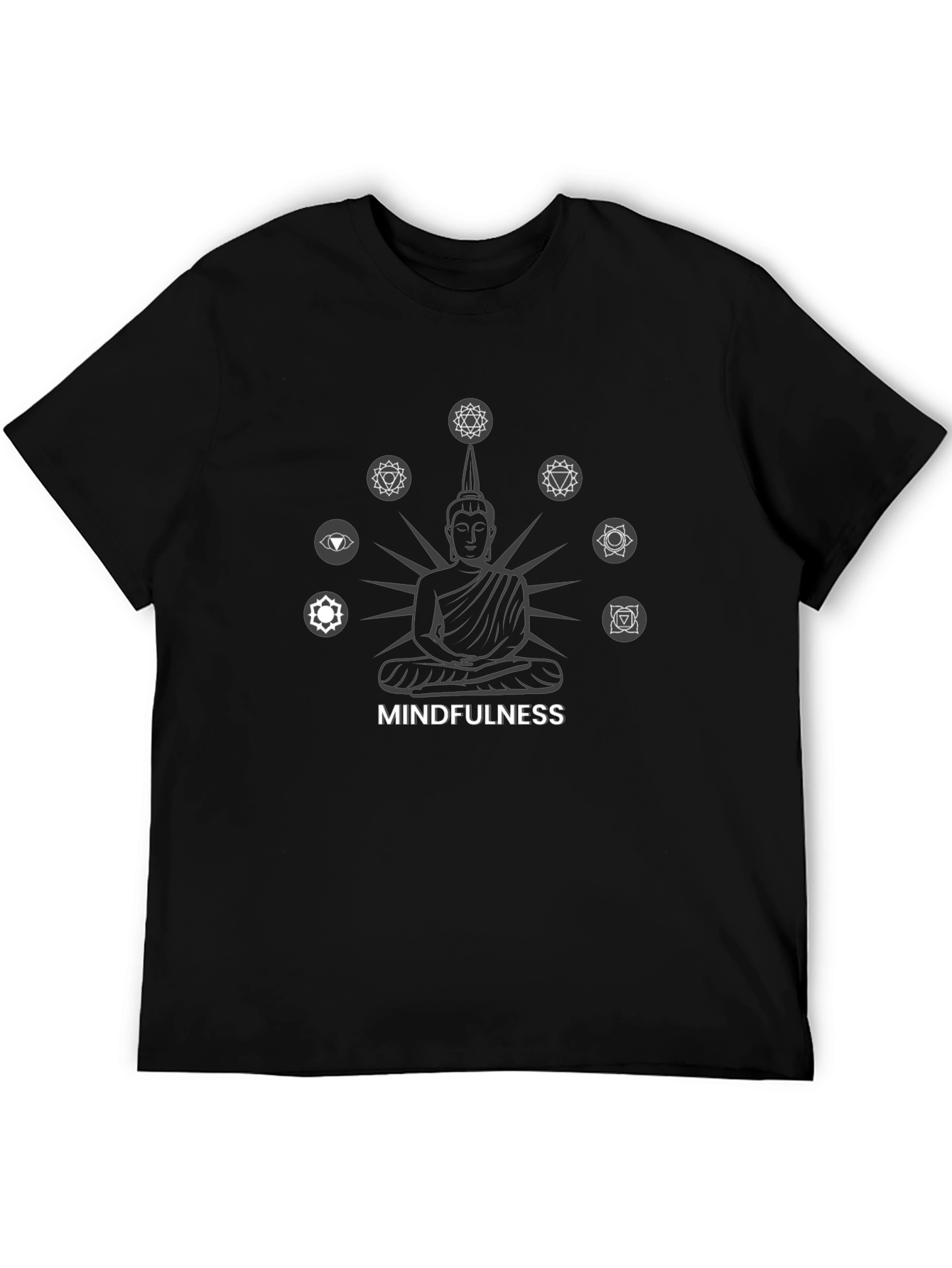 Mindfulness Chakra Graphic Print T-Shirt - Black