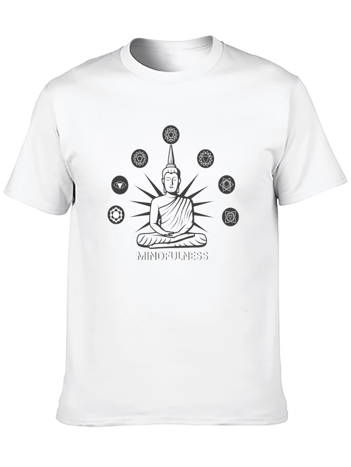 Mindfulness Chakra Graphic Print T-Shirt - Black