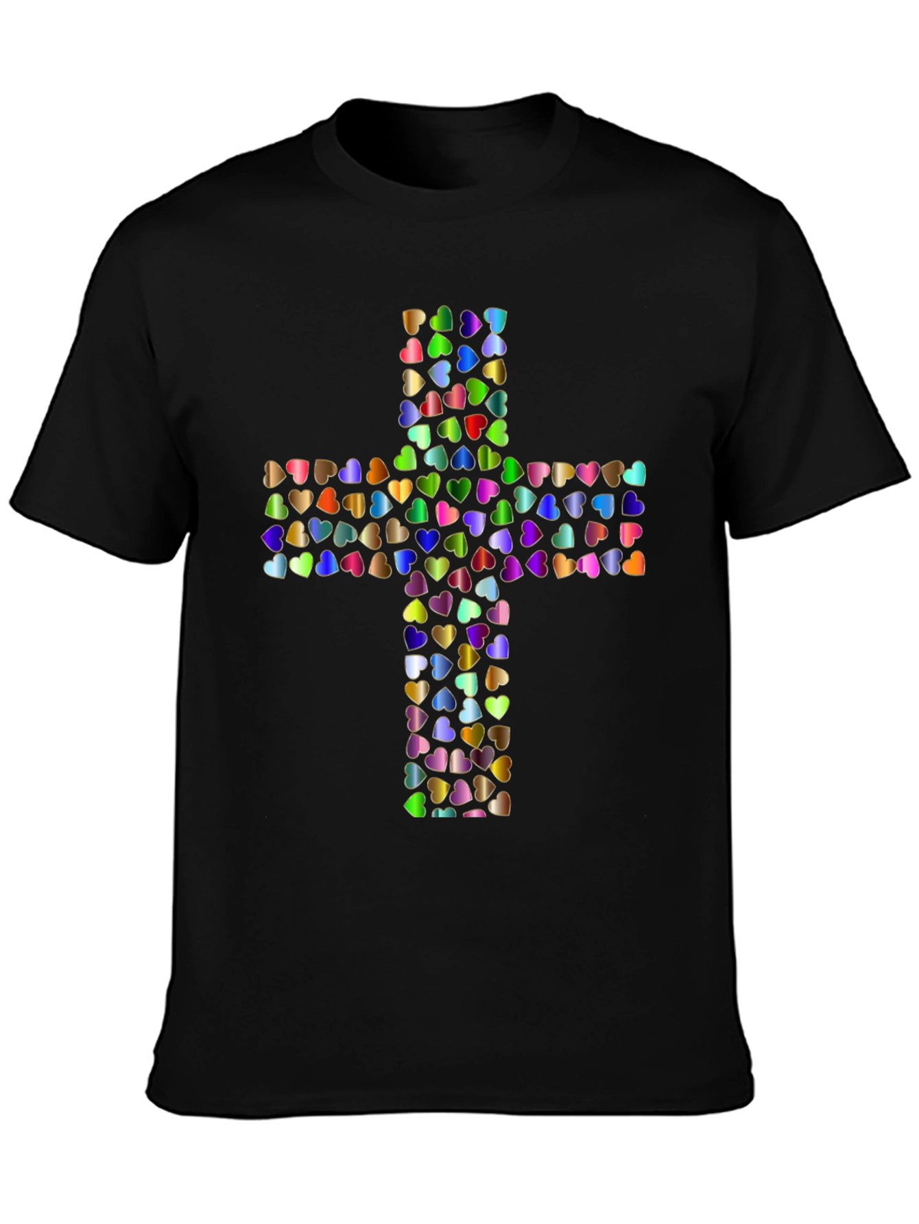 Heart Cross Graphic Black T-Shirt