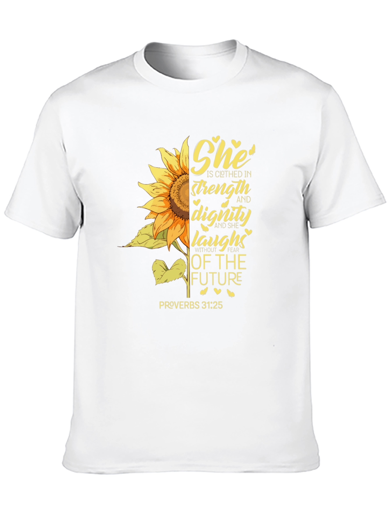 Sunflower Proverbs 31:25 Christian Black T-Shirt
