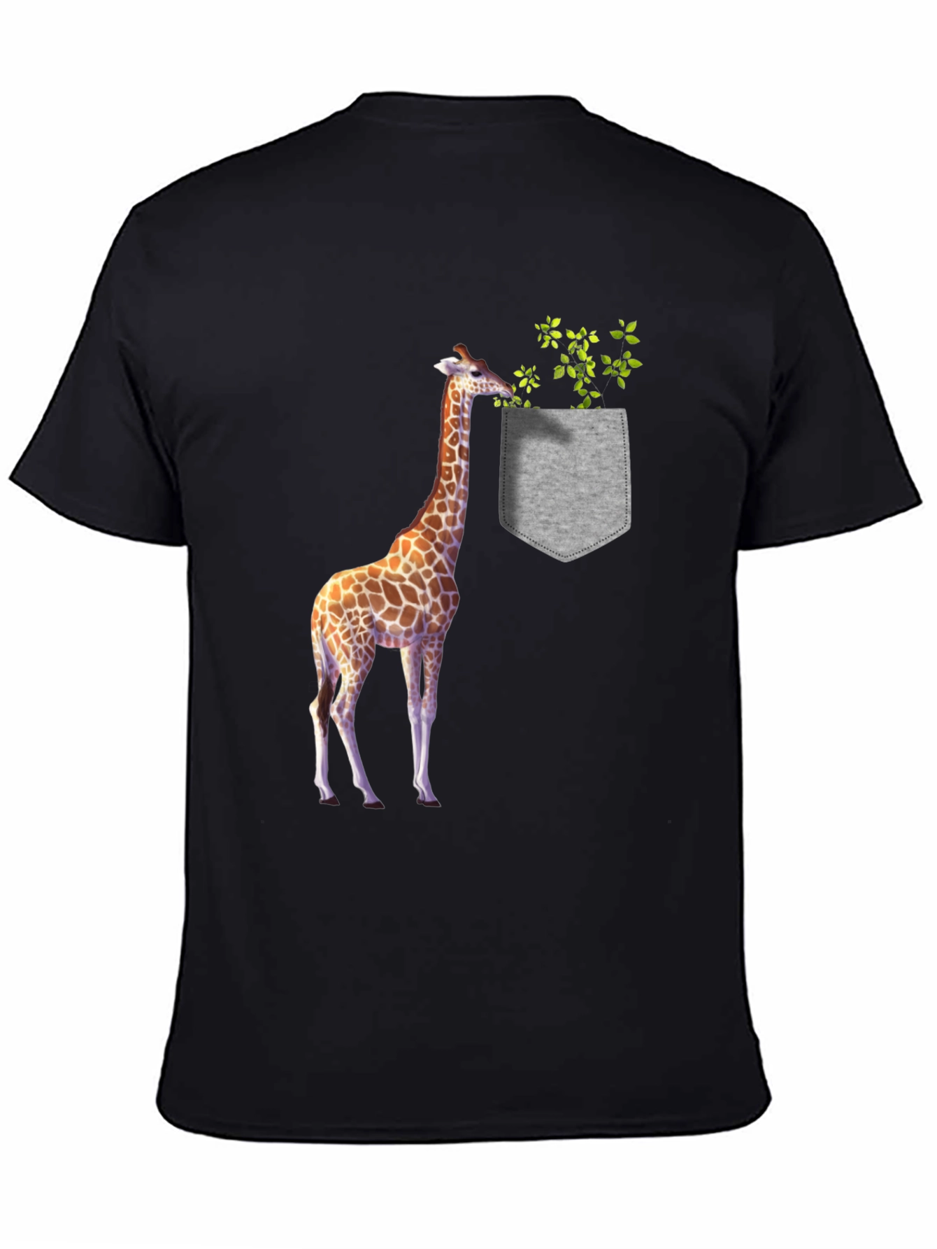 Giraffe Pocket Graphic Tee - Novelty Mens T-Shirt