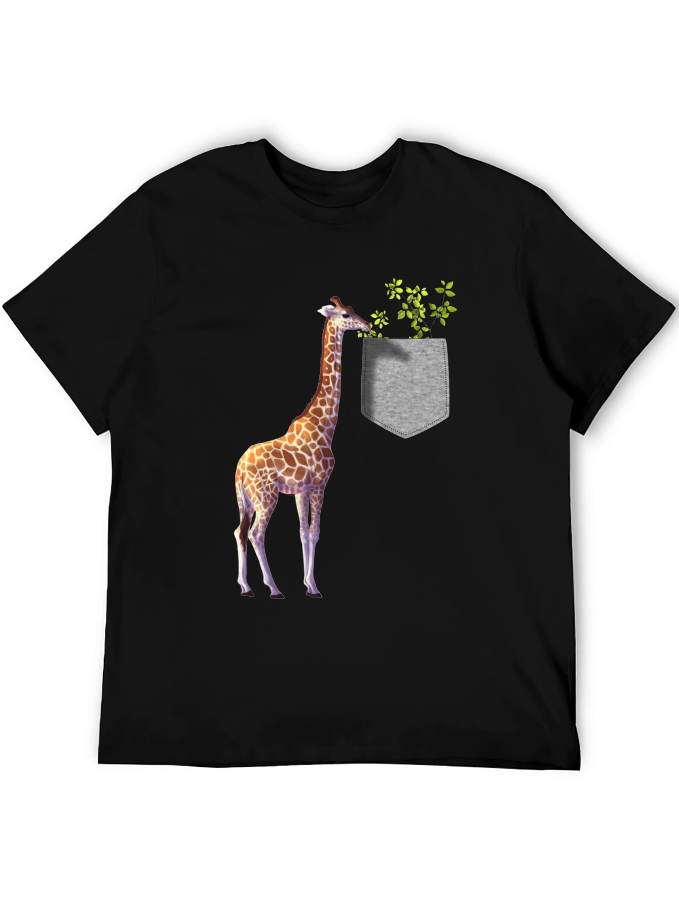Giraffe Pocket Graphic Tee - Novelty Mens T-Shirt