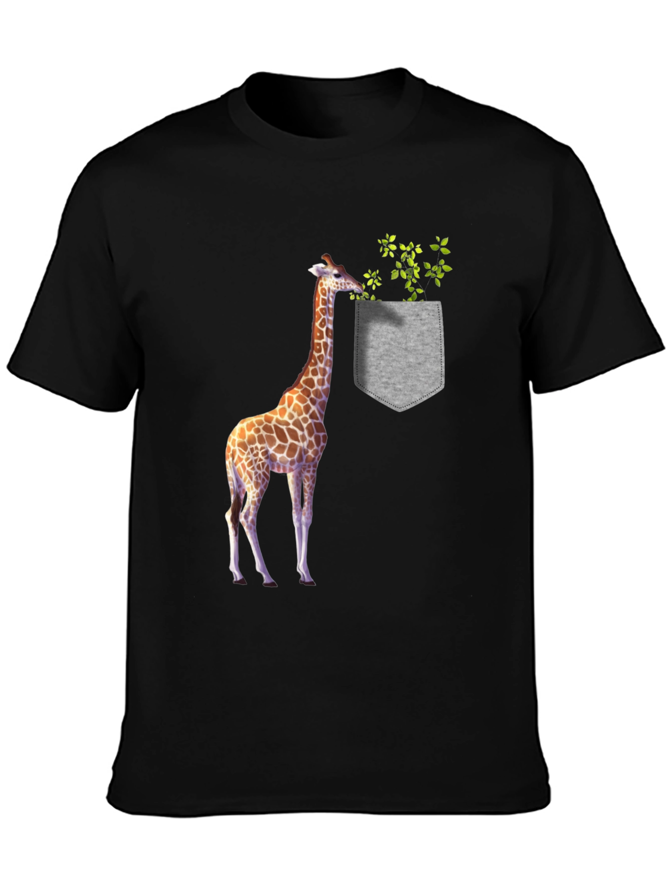 Giraffe Pocket Graphic Tee - Novelty Mens T-Shirt