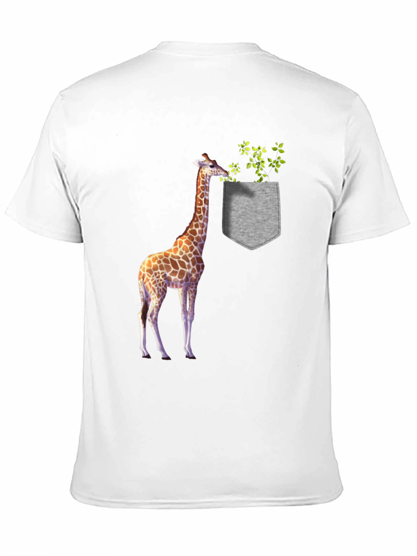 Giraffe Pocket Graphic Tee - Novelty Mens T-Shirt
