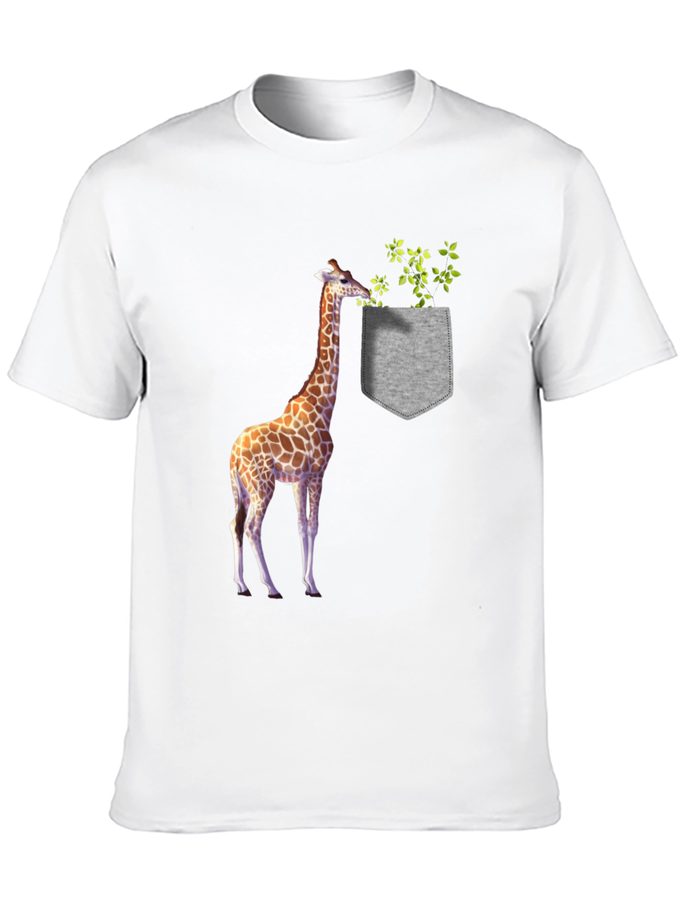 Giraffe Pocket Graphic Tee - Novelty Mens T-Shirt