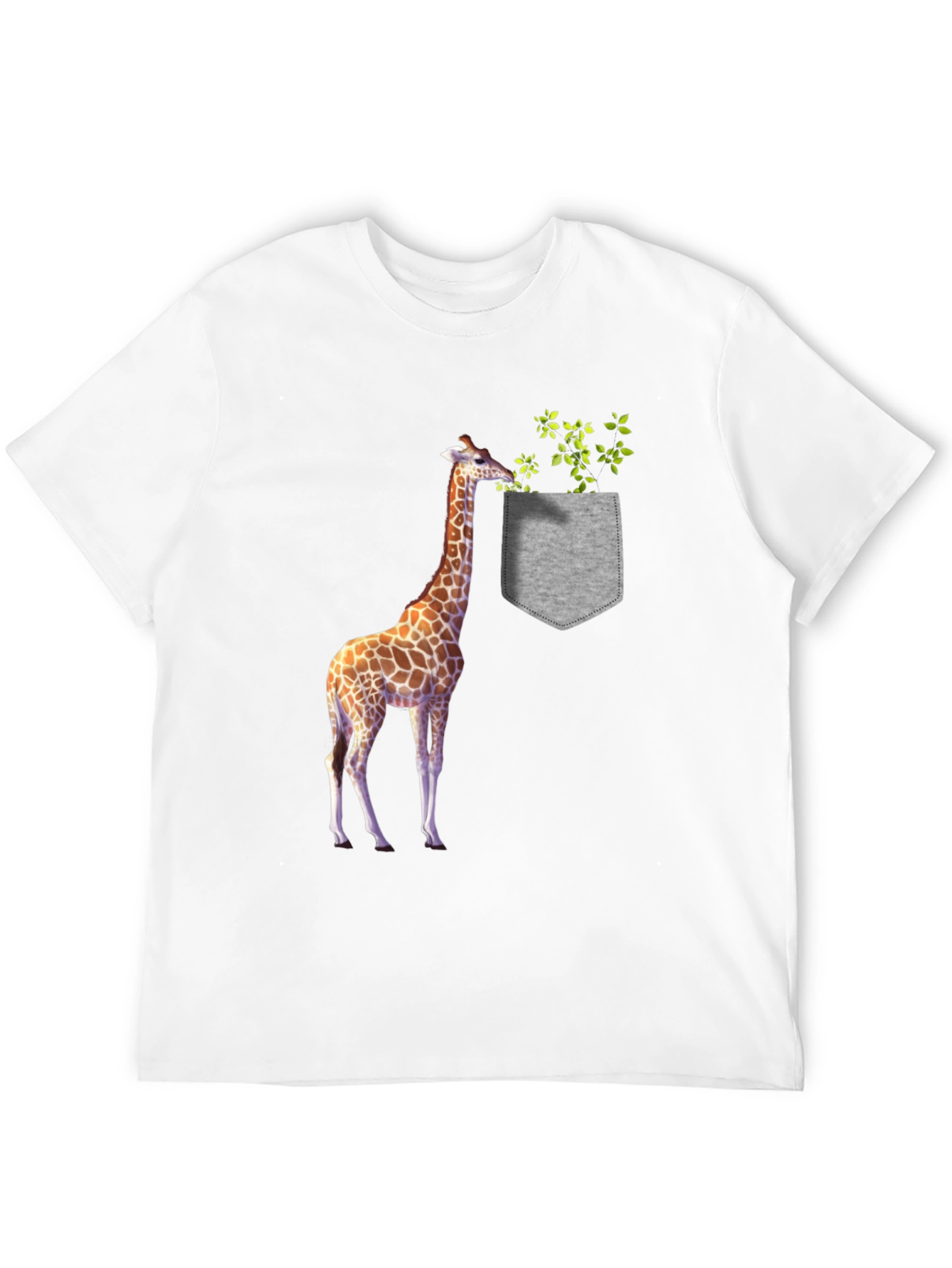 Giraffe Pocket Graphic Tee - Novelty Mens T-Shirt