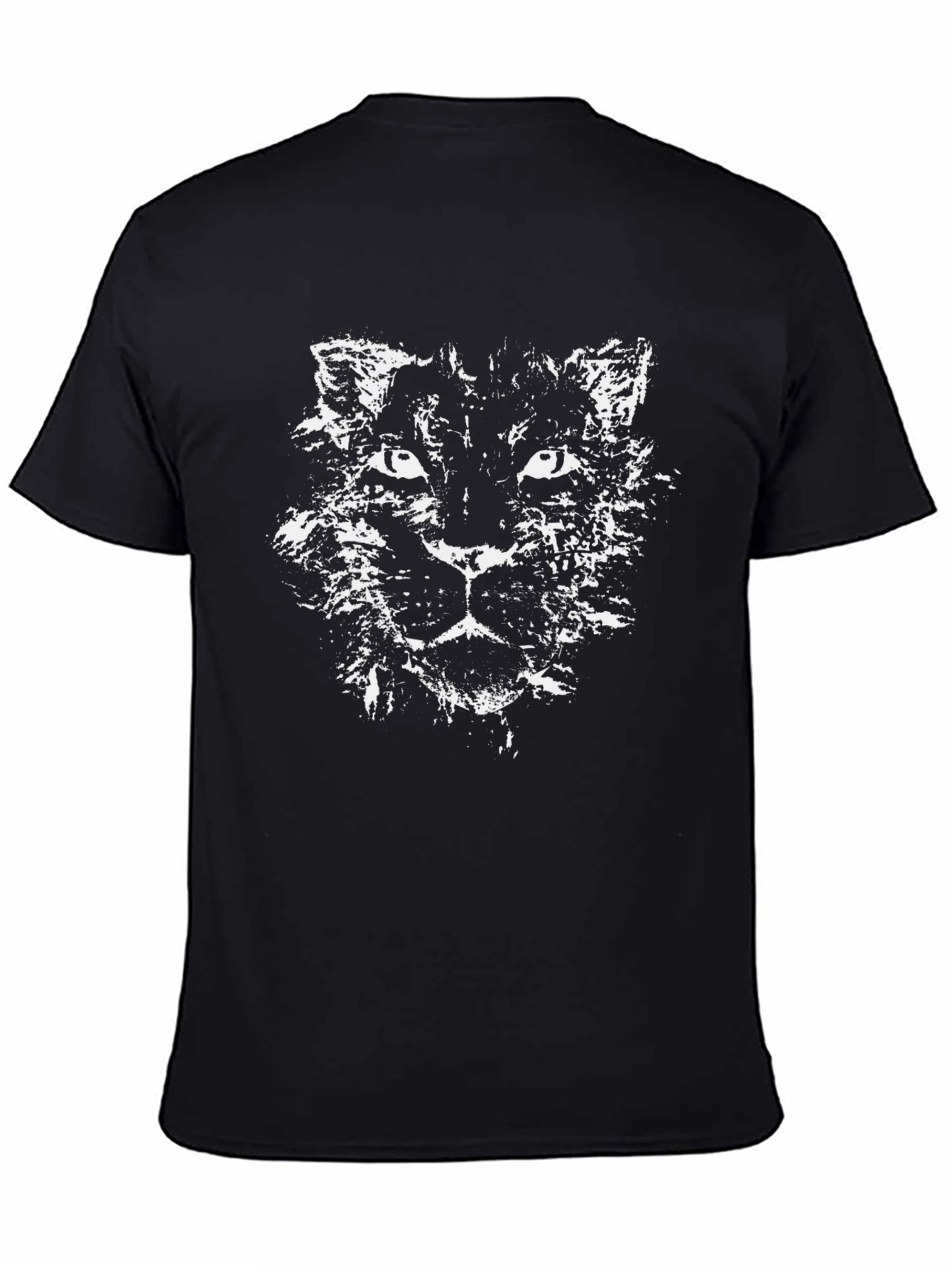 Black T-Shirt with Distressed Panther Graphic