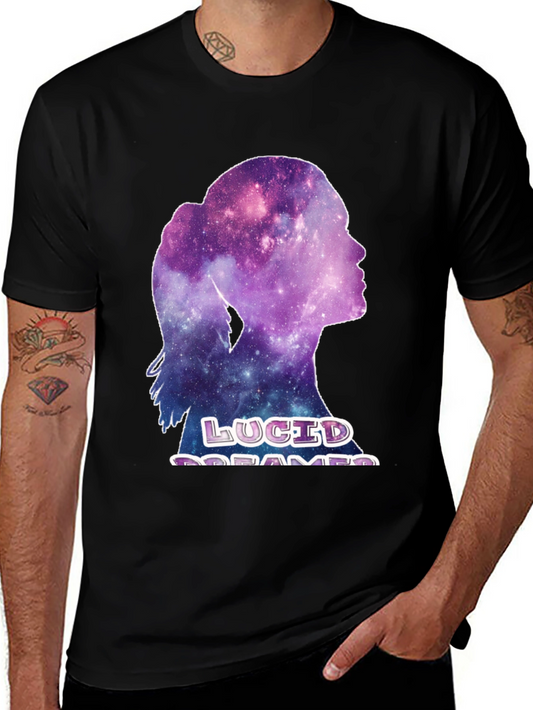 Lucid Dreamer Galaxy Graphic Tee - Black Cotton Comfort