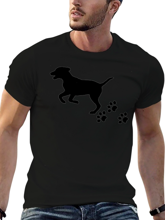 Dog Silhouette T-Shirt - Black Cotton Tee