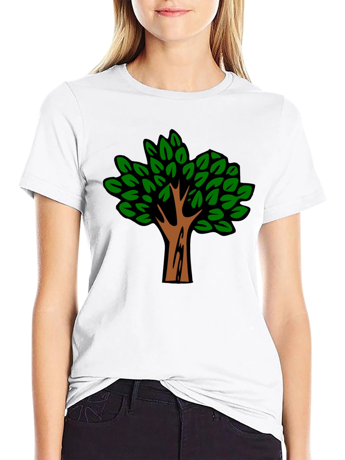 Black T-Shirt with Tree Graphic Print