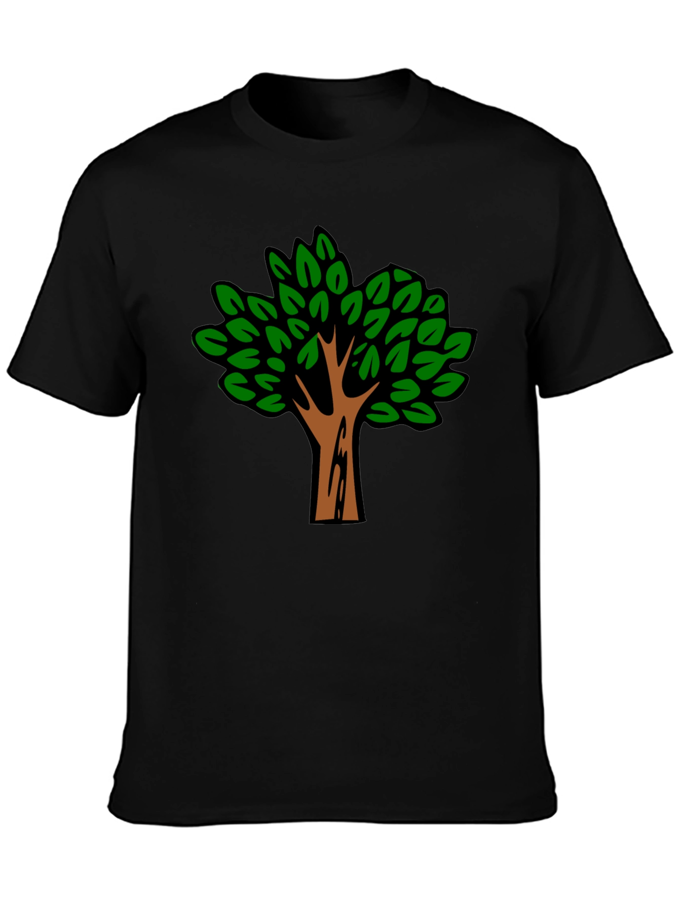 Black T-Shirt with Tree Graphic Print