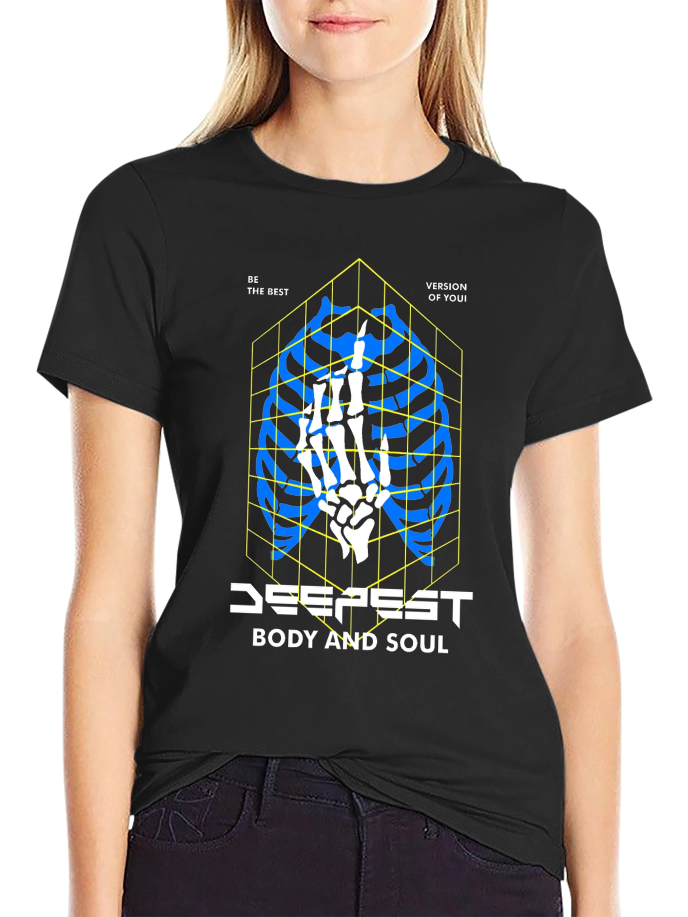 Edgy Skeleton Ribcage Graphic T-Shirt