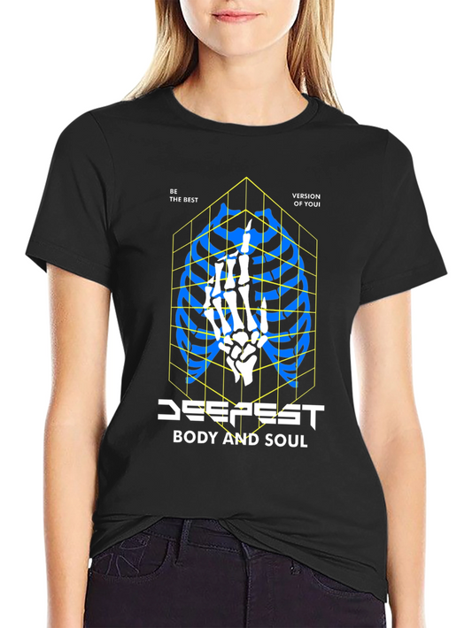 Edgy Skeleton Ribcage Graphic T-Shirt