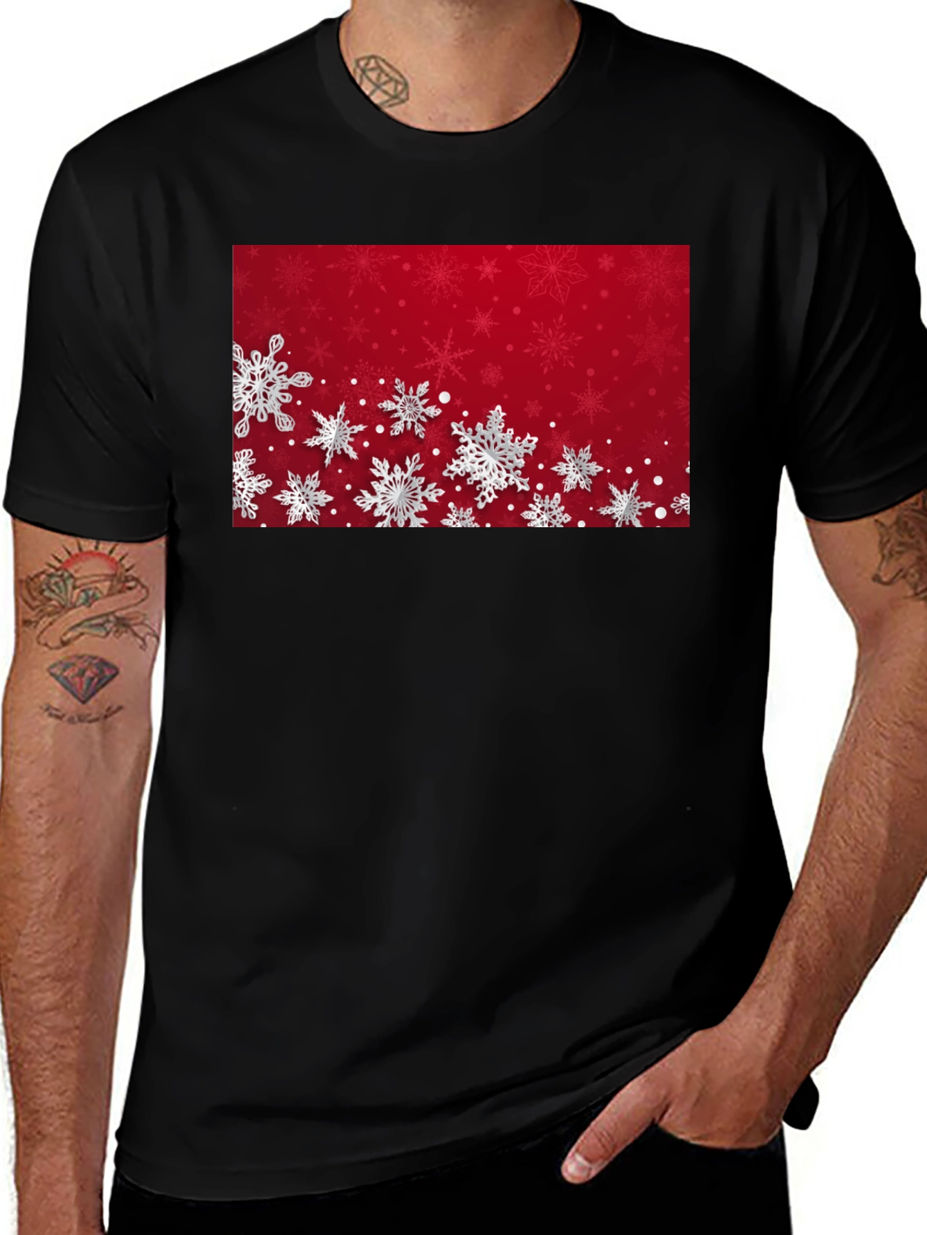 Snowflake Graphic T-Shirt - Festive Holiday Apparel