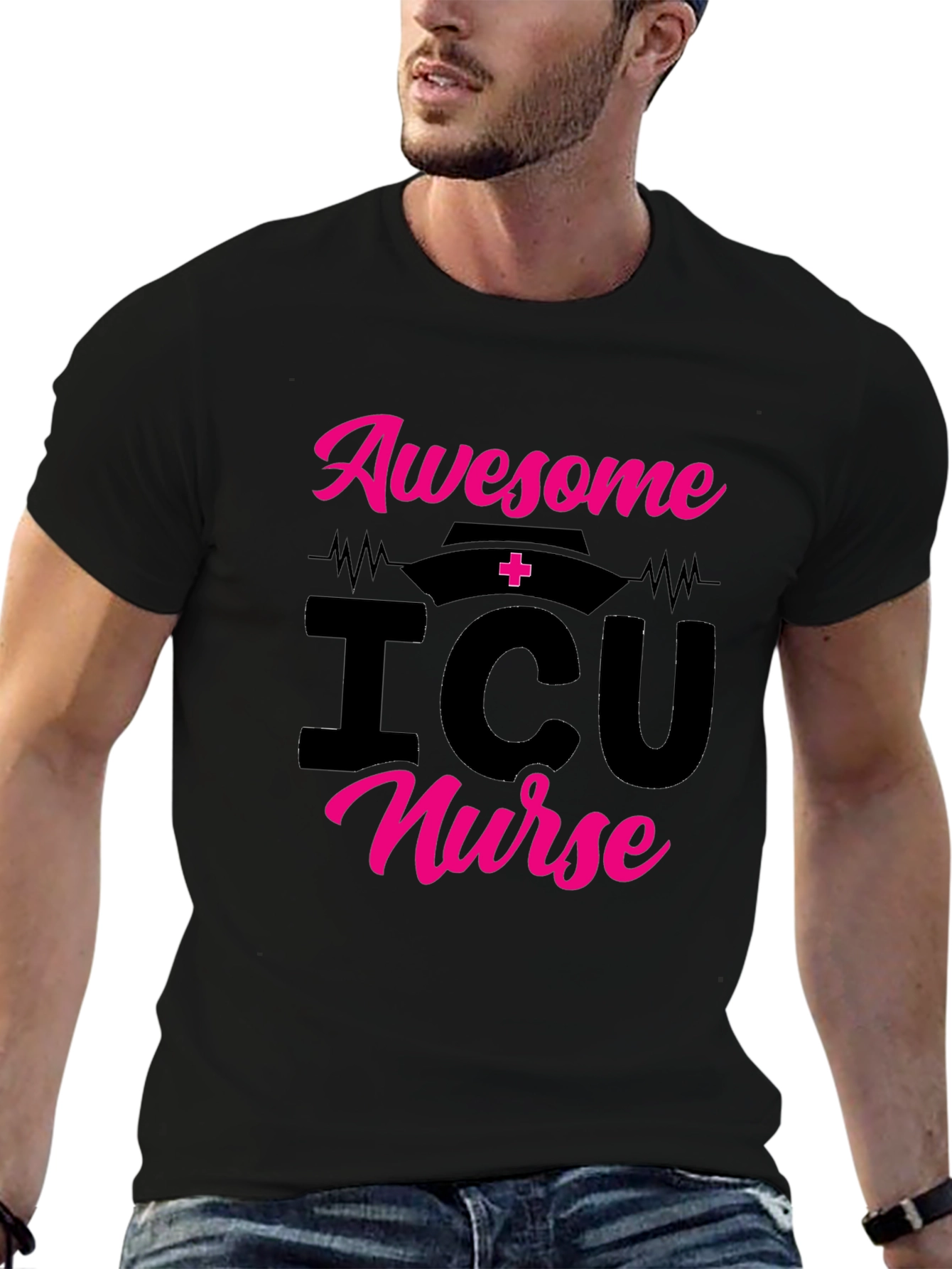 Awesome ICU Nurse Graphic Tee Shirt