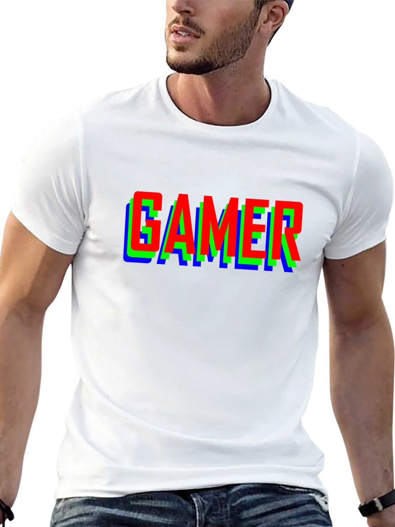 Gamer RGB Glitch Effect T-Shirt