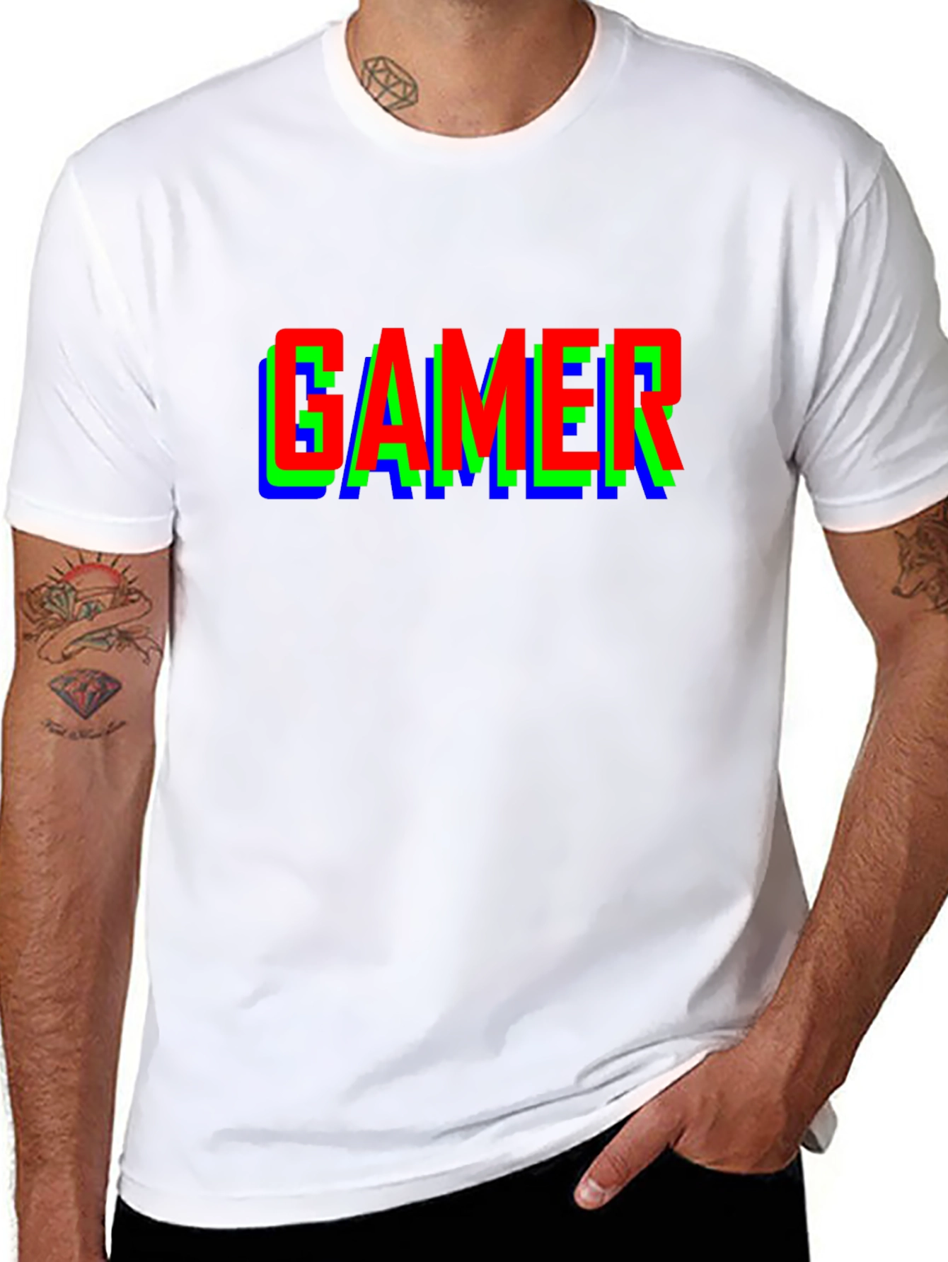 Gamer RGB Glitch Effect T-Shirt