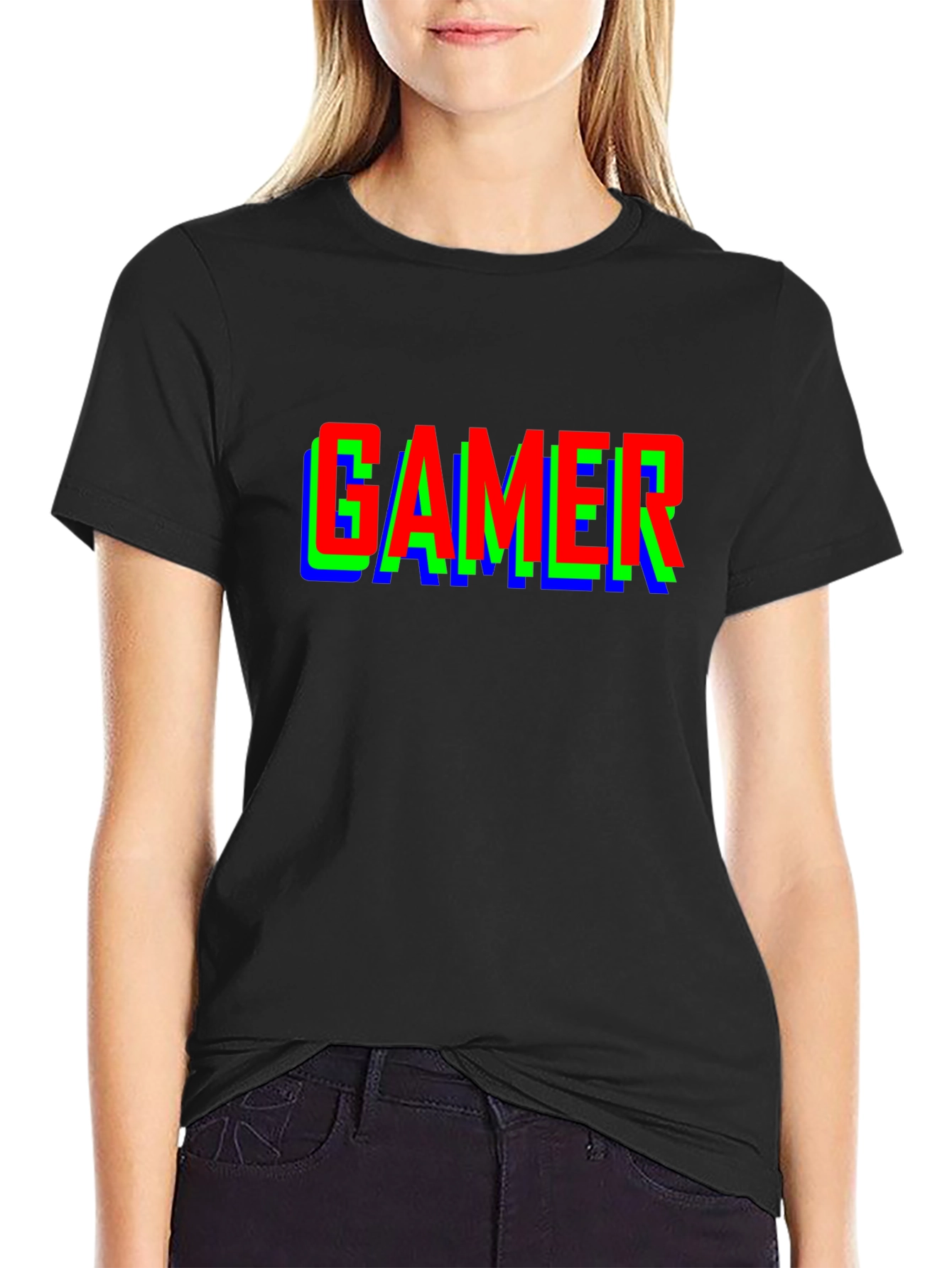 Gamer RGB Glitch Effect T-Shirt