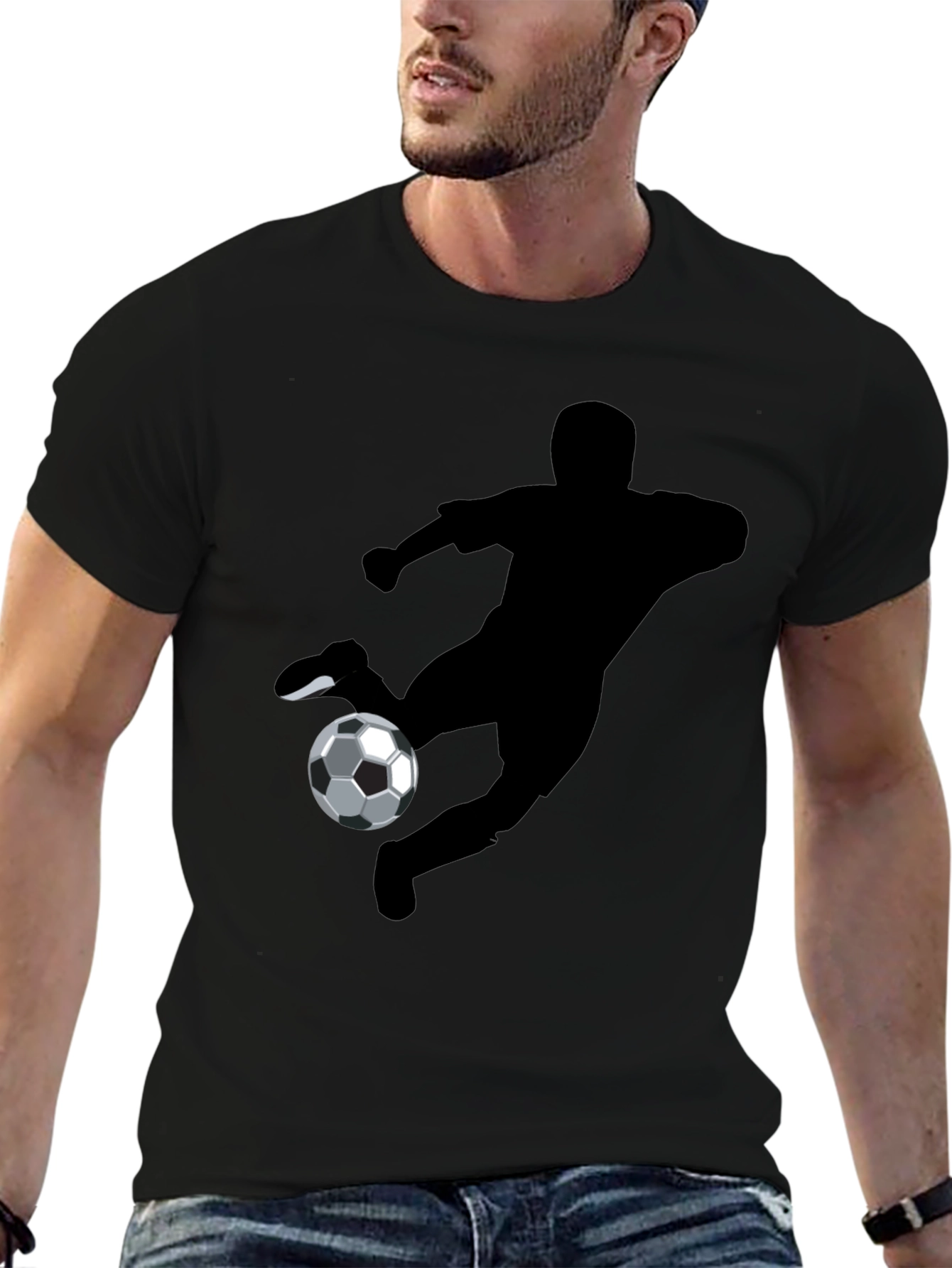 Soccer Player Graphic Black T-Shirt