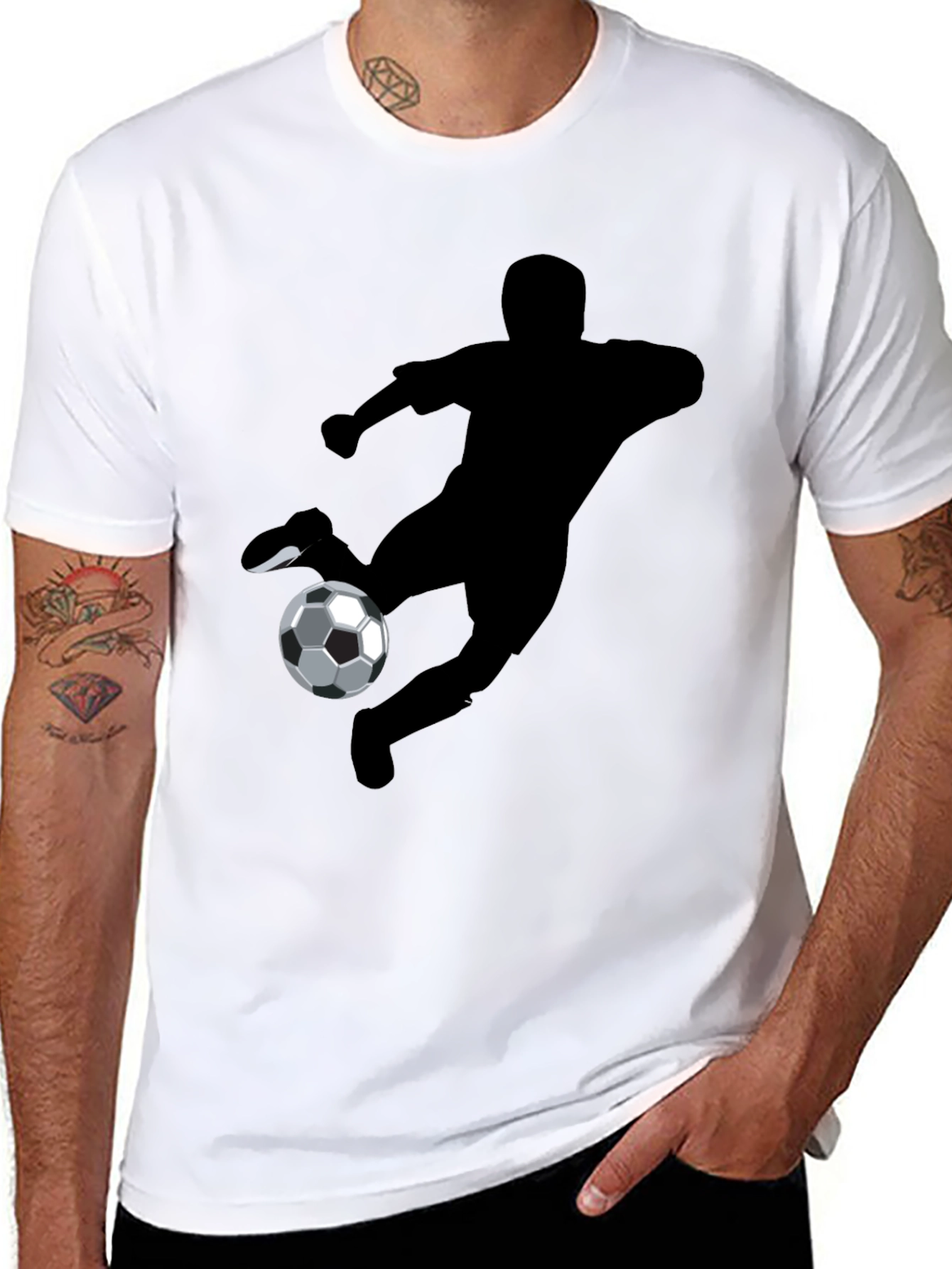 Soccer Player Graphic Black T-Shirt