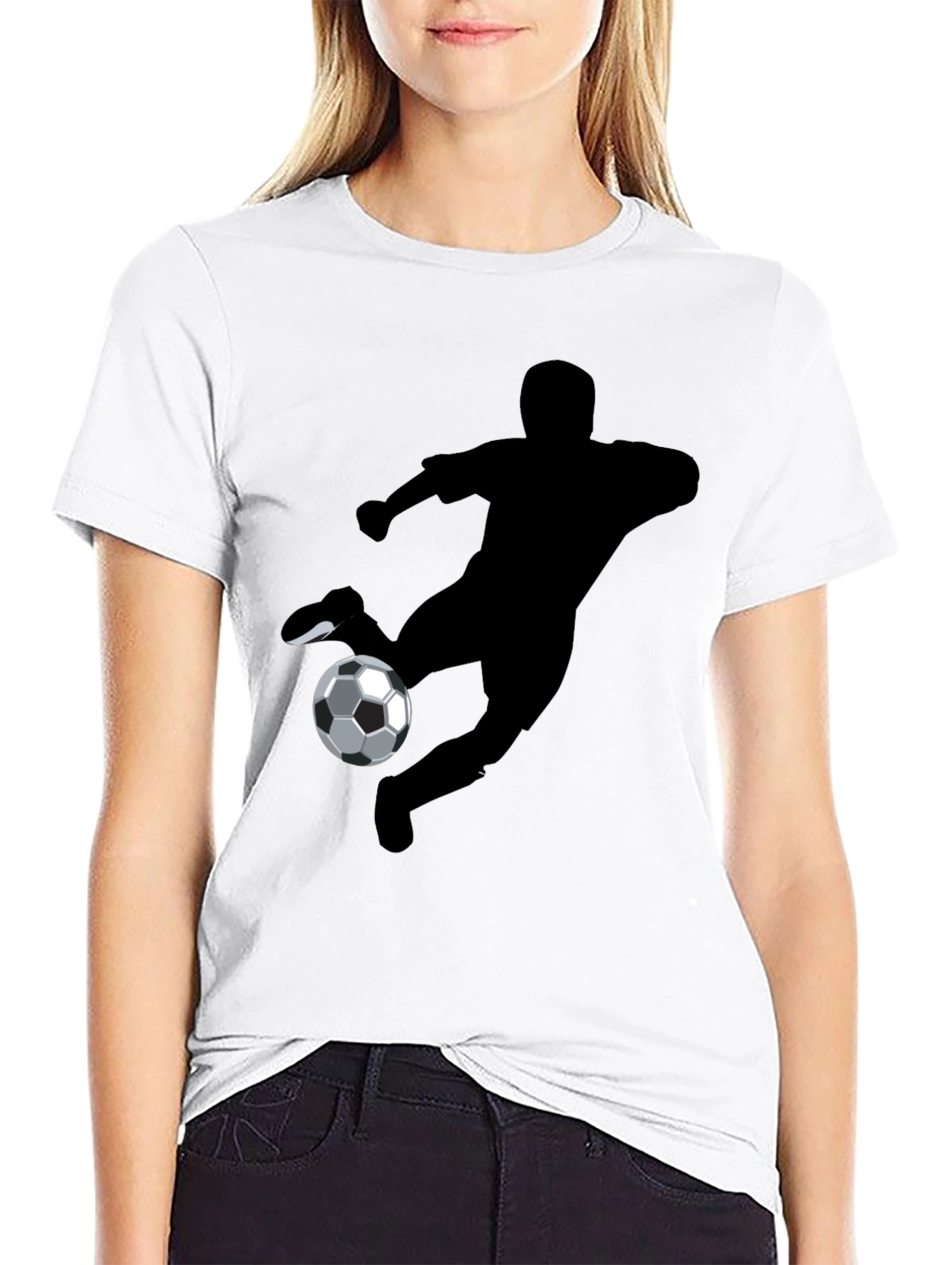 Soccer Player Graphic Black T-Shirt