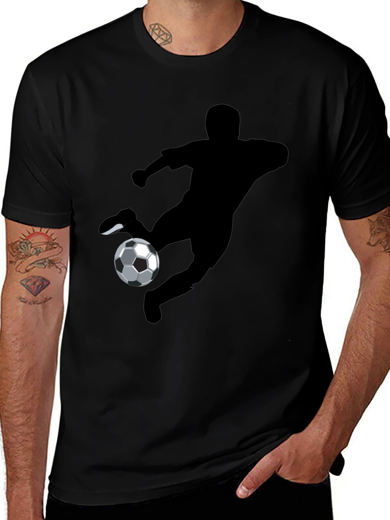 Soccer Player Graphic Black T-Shirt