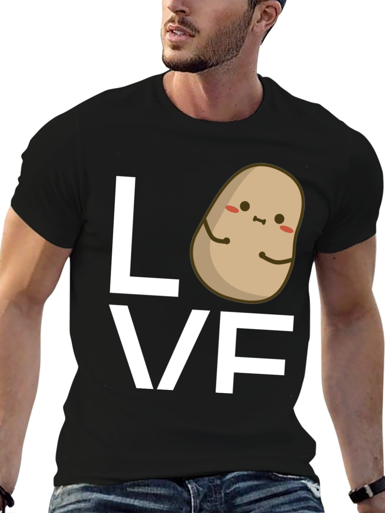 Potato Love Graphic Tee - Black Cotton T-Shirt