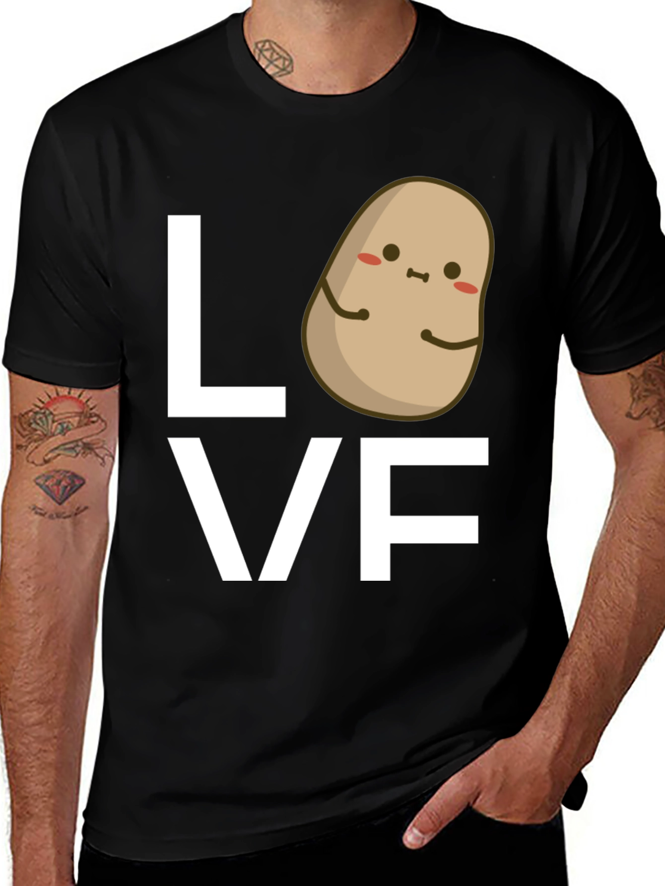 Potato Love Graphic Tee - Black Cotton T-Shirt