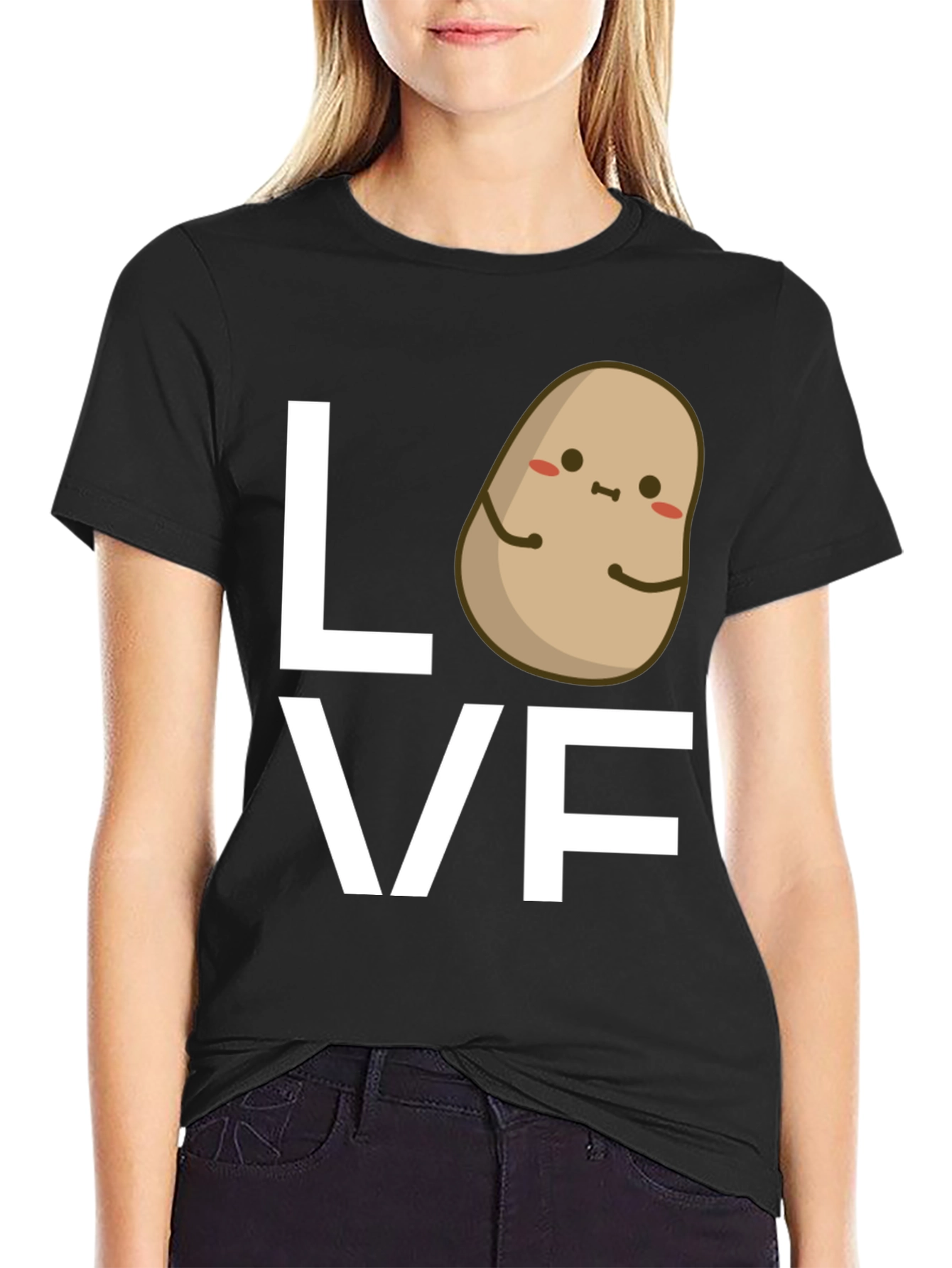 Potato Love Graphic Tee - Black Cotton T-Shirt