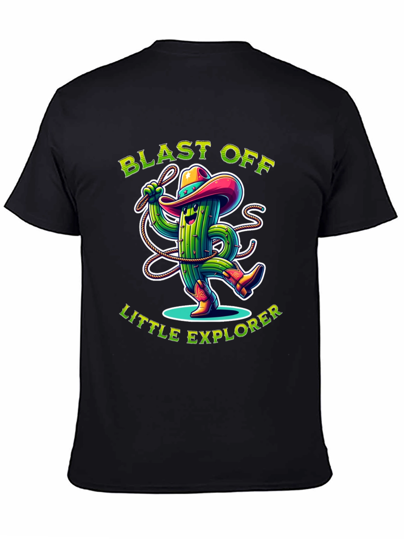 Blast Off Little Explorer Cactus Cowboy Graphic T-Shirt