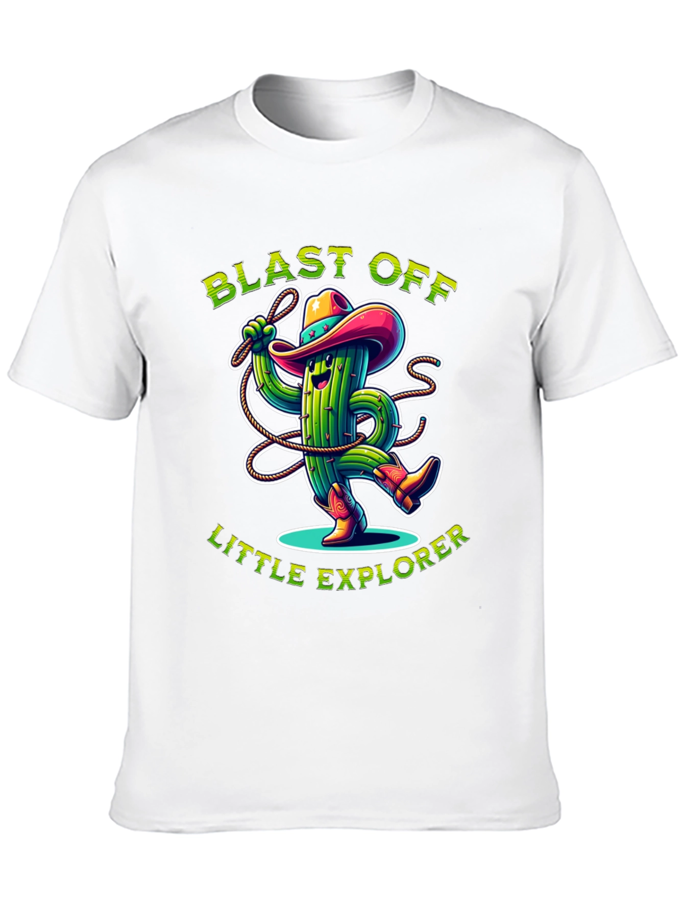 Blast Off Little Explorer Cactus Cowboy Graphic T-Shirt