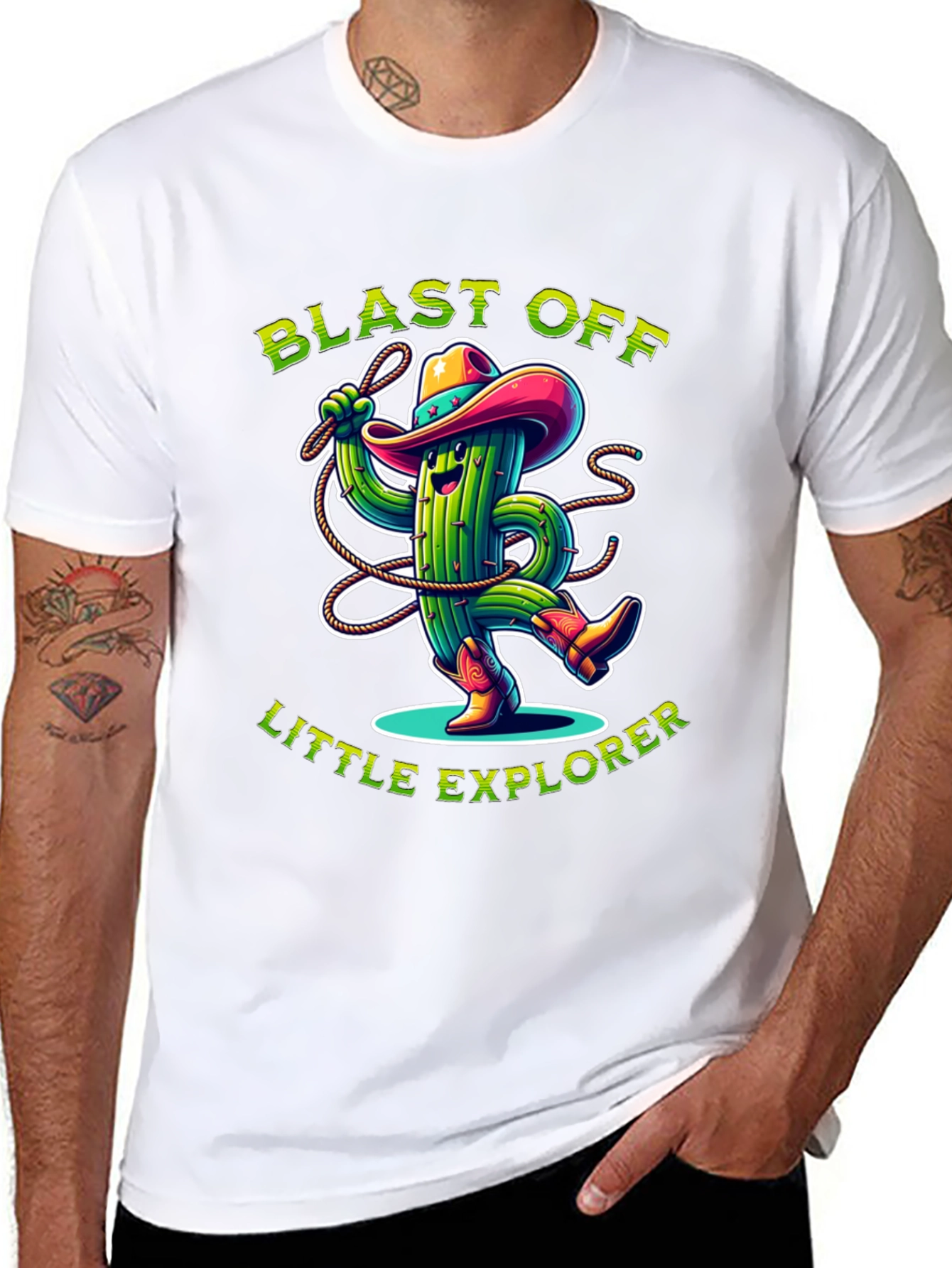 Blast Off Little Explorer Cactus Cowboy Graphic T-Shirt