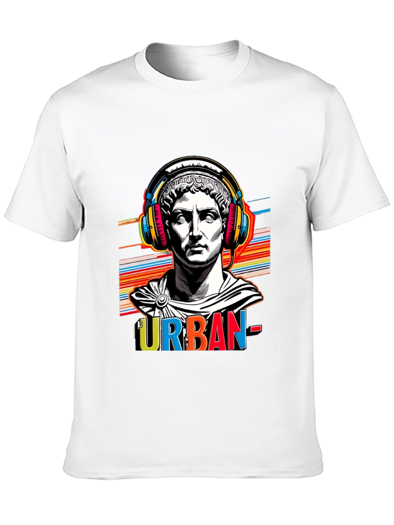 Urban Statue Tee - Bold Graphic Print Black T-Shirt