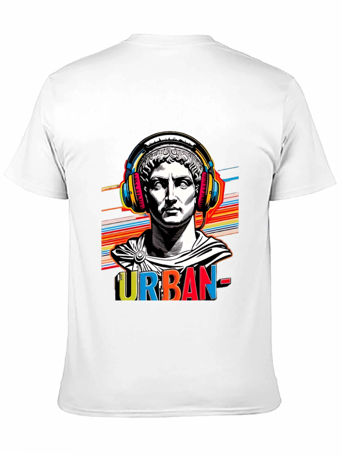 Urban Statue Tee - Bold Graphic Print Black T-Shirt