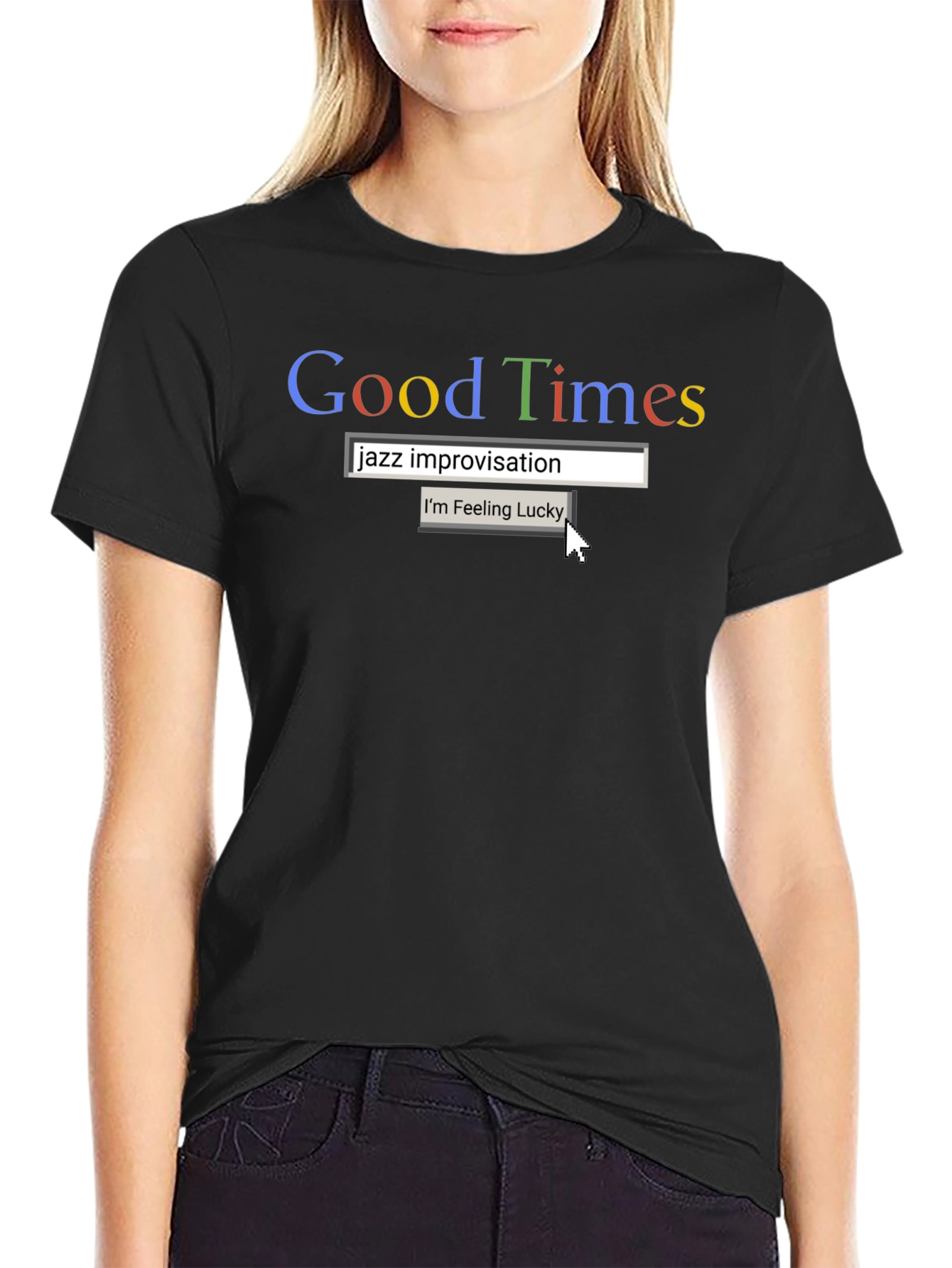 Good Times Jazz Improv Google Style Black T-Shirt