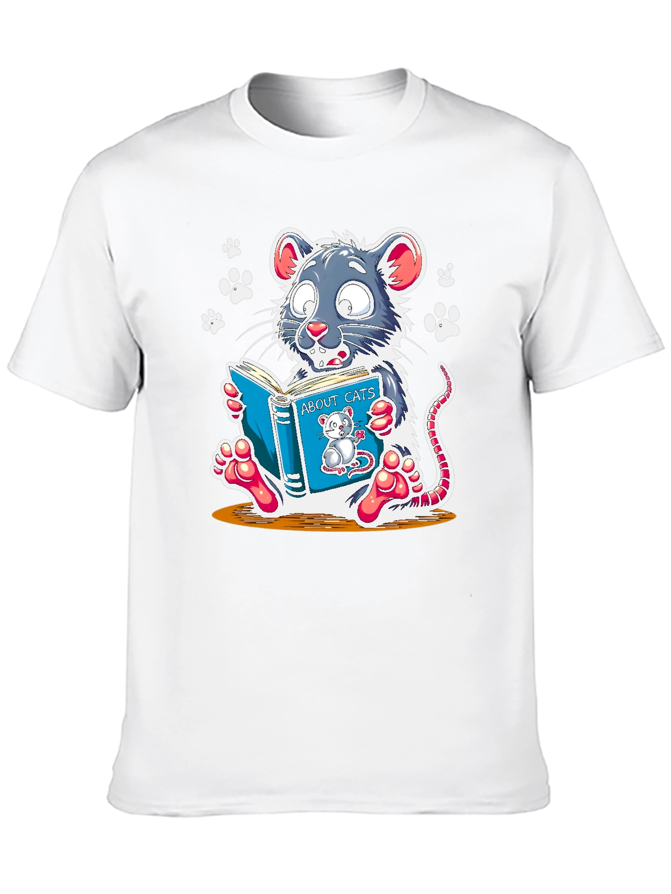 Funny Mouse Reading About Cats Graphic Tee