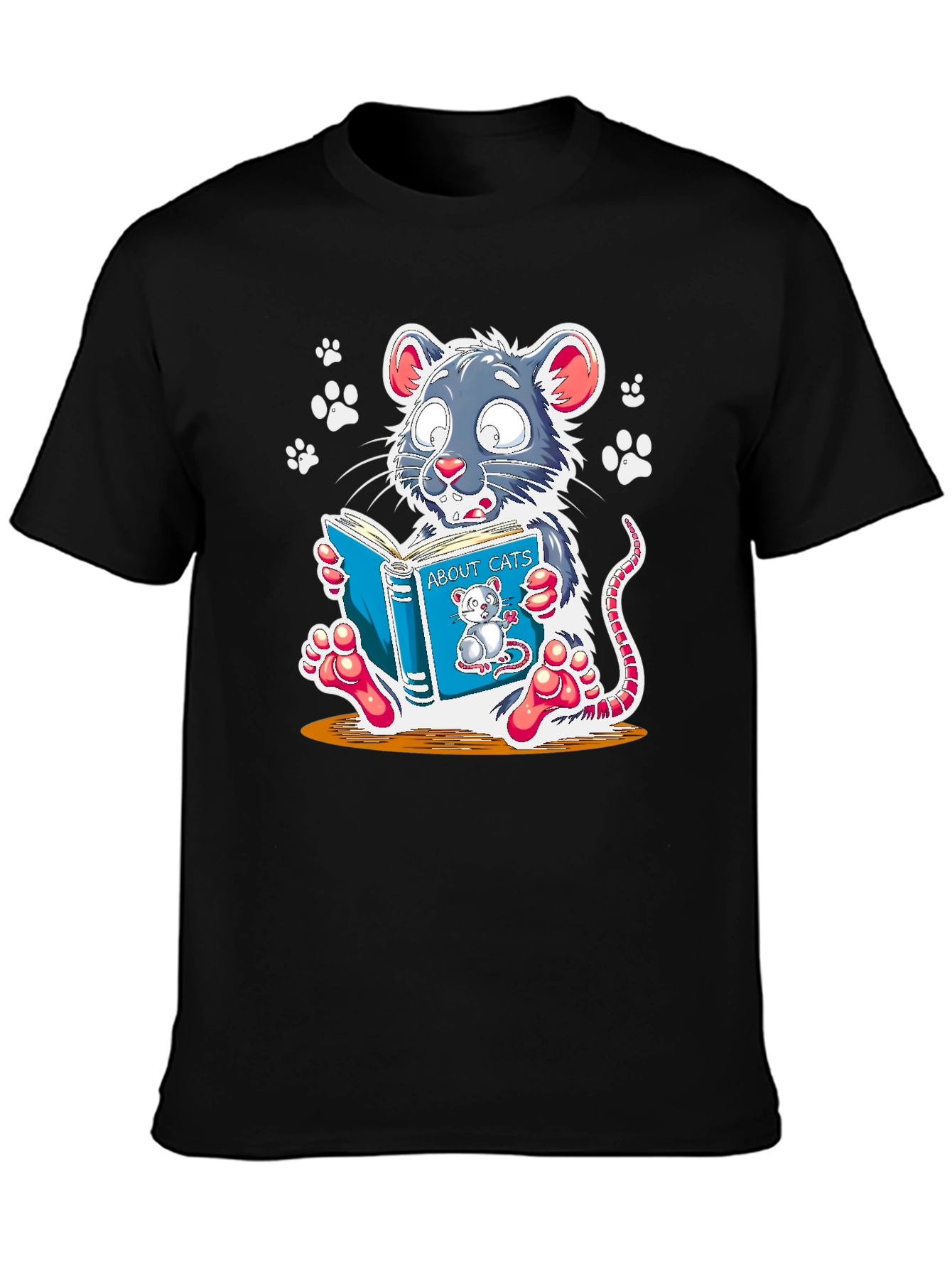 Funny Mouse Reading About Cats Graphic Tee
